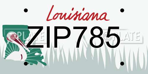 ZIP785 Louisiana License Plate