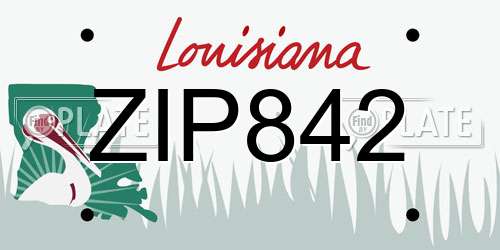 ZIP842 Louisiana License Plate