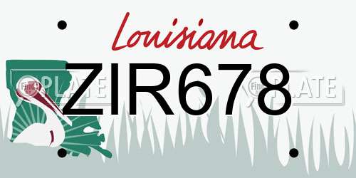 ZIR678 Louisiana License Plate
