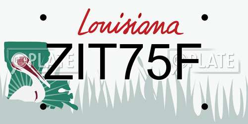 ZIT75F Louisiana License Plate
