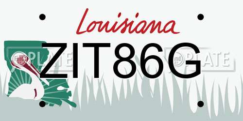 ZIT86G Louisiana License Plate