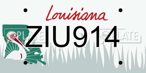 ZIU914 Louisiana License Plate