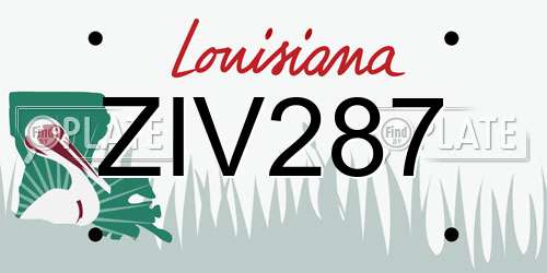 ZIV287 Louisiana License Plate