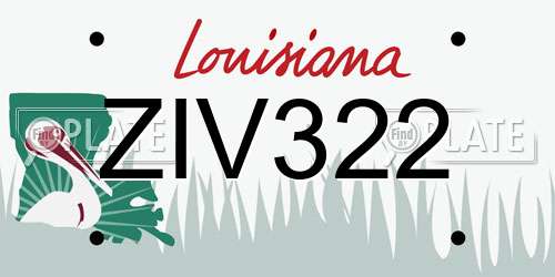 ZIV322 Louisiana License Plate