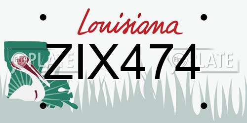 ZIX474 Louisiana License Plate