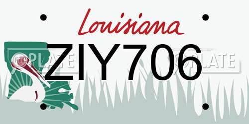 ZIY706 Louisiana License Plate