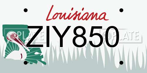 ZIY850 Louisiana License Plate