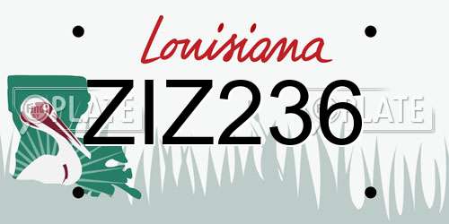 ZIZ236 Louisiana License Plate