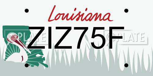 ZIZ75F Louisiana License Plate
