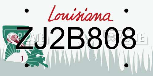ZJ2B808 Louisiana License Plate