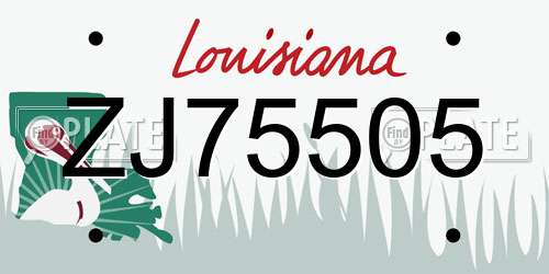 ZJ75505 Louisiana License Plate
