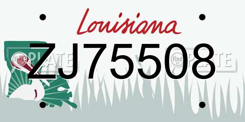 ZJ75508 Louisiana License Plate