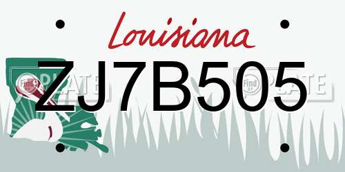 ZJ7B505 Louisiana License Plate