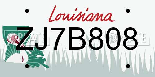ZJ7B808 Louisiana License Plate