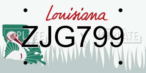 ZJG799 Louisiana License Plate
