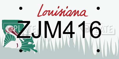 ZJM416 Louisiana License Plate