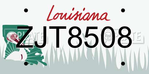 ZJT8508 Louisiana License Plate