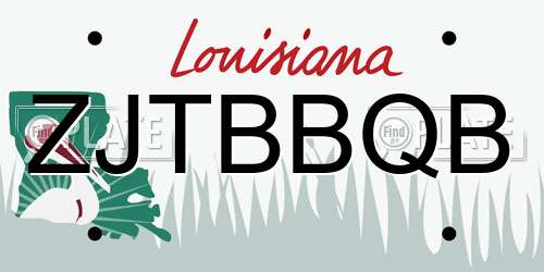 ZJTBBQB Louisiana License Plate