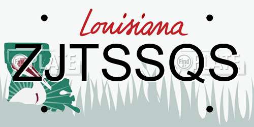 ZJTSSQS Louisiana License Plate