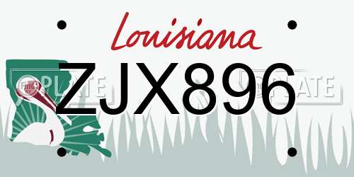 ZJX896 Louisiana License Plate