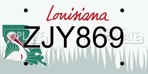 ZJY869 Louisiana License Plate