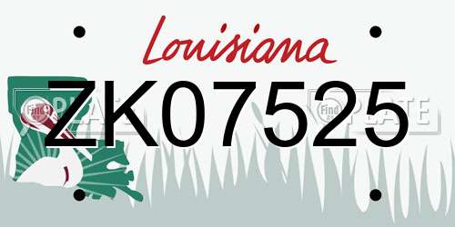 ZK07525 Louisiana License Plate