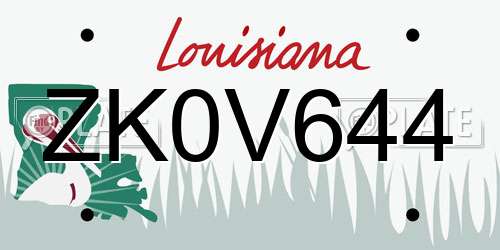 ZK0V644 Louisiana License Plate