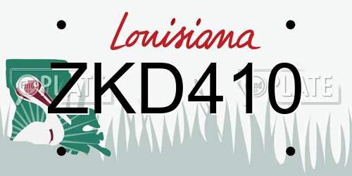 ZKD410 Louisiana License Plate