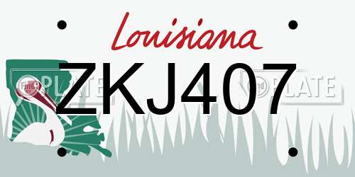 ZKJ407 Louisiana License Plate