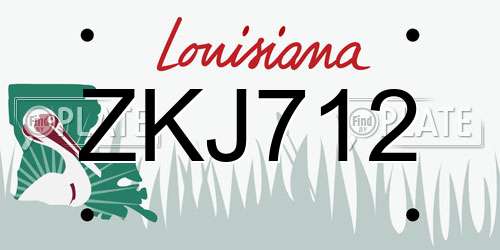 ZKJ712 Louisiana License Plate