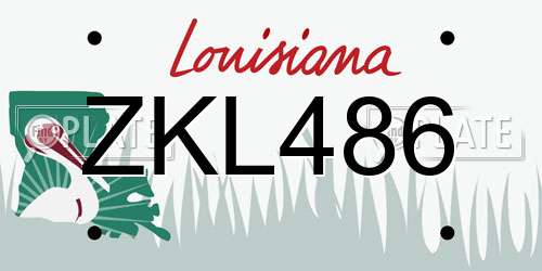 ZKL486 Louisiana License Plate