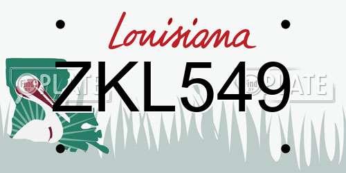 ZKL549 Louisiana License Plate