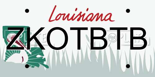 ZKOTBTB Louisiana License Plate