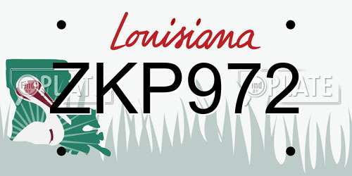 ZKP972 Louisiana License Plate