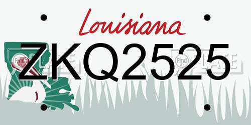 ZKQ2525 Louisiana License Plate