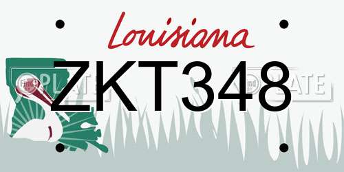 ZKT348 Louisiana License Plate