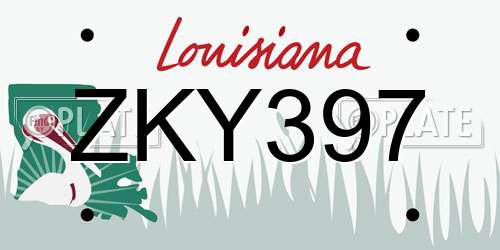 ZKY397 Louisiana License Plate