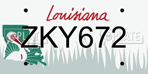 ZKY672 Louisiana License Plate