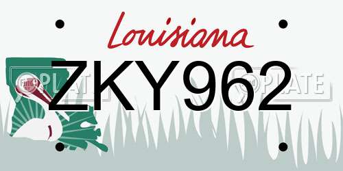 ZKY962 Louisiana License Plate