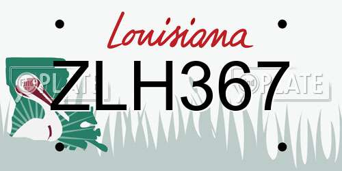 ZLH367 Louisiana License Plate