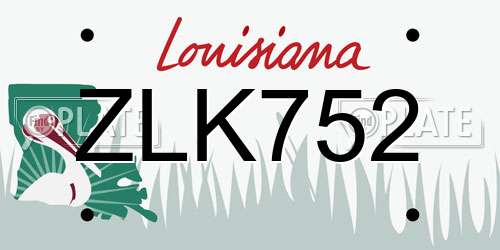 ZLK752 Louisiana License Plate