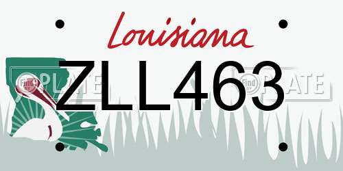 ZLL463 Louisiana License Plate