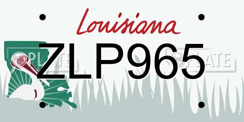 ZLP965 Louisiana License Plate