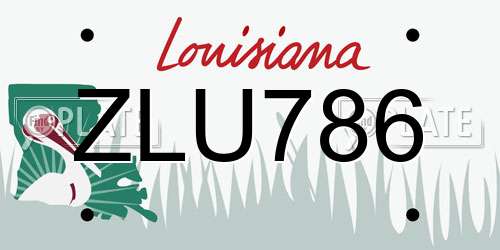ZLU786 Louisiana License Plate