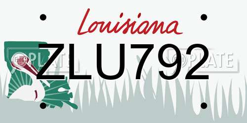 ZLU792 Louisiana License Plate