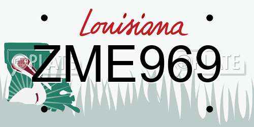 ZME969 Louisiana License Plate