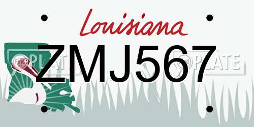 ZMJ567 Louisiana License Plate