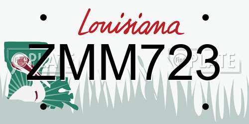 ZMM723 Louisiana License Plate
