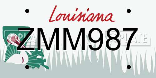 ZMM987 Louisiana License Plate