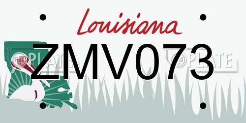ZMV073 Louisiana License Plate